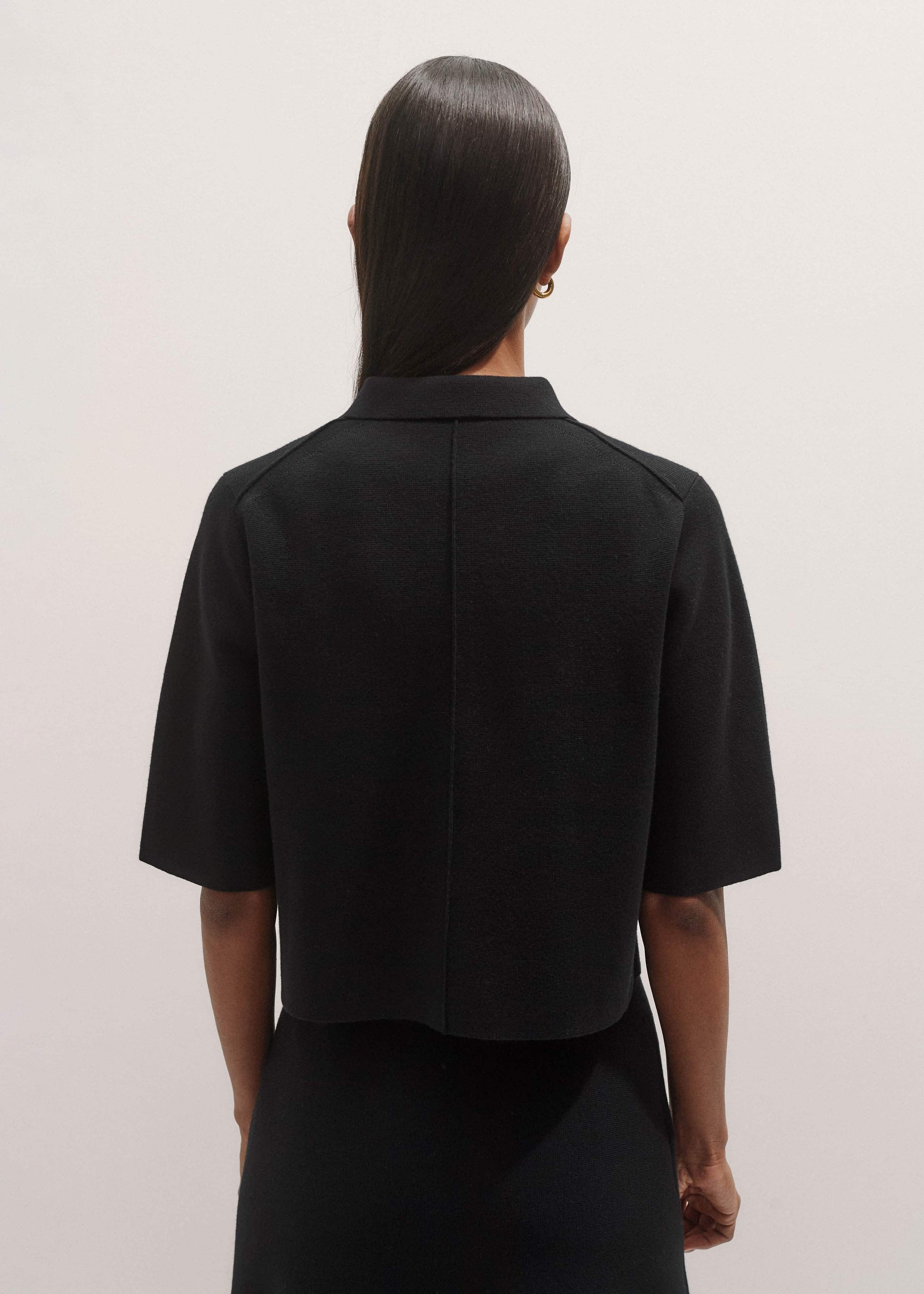Black Milano Knit Short Sleeve Jacket