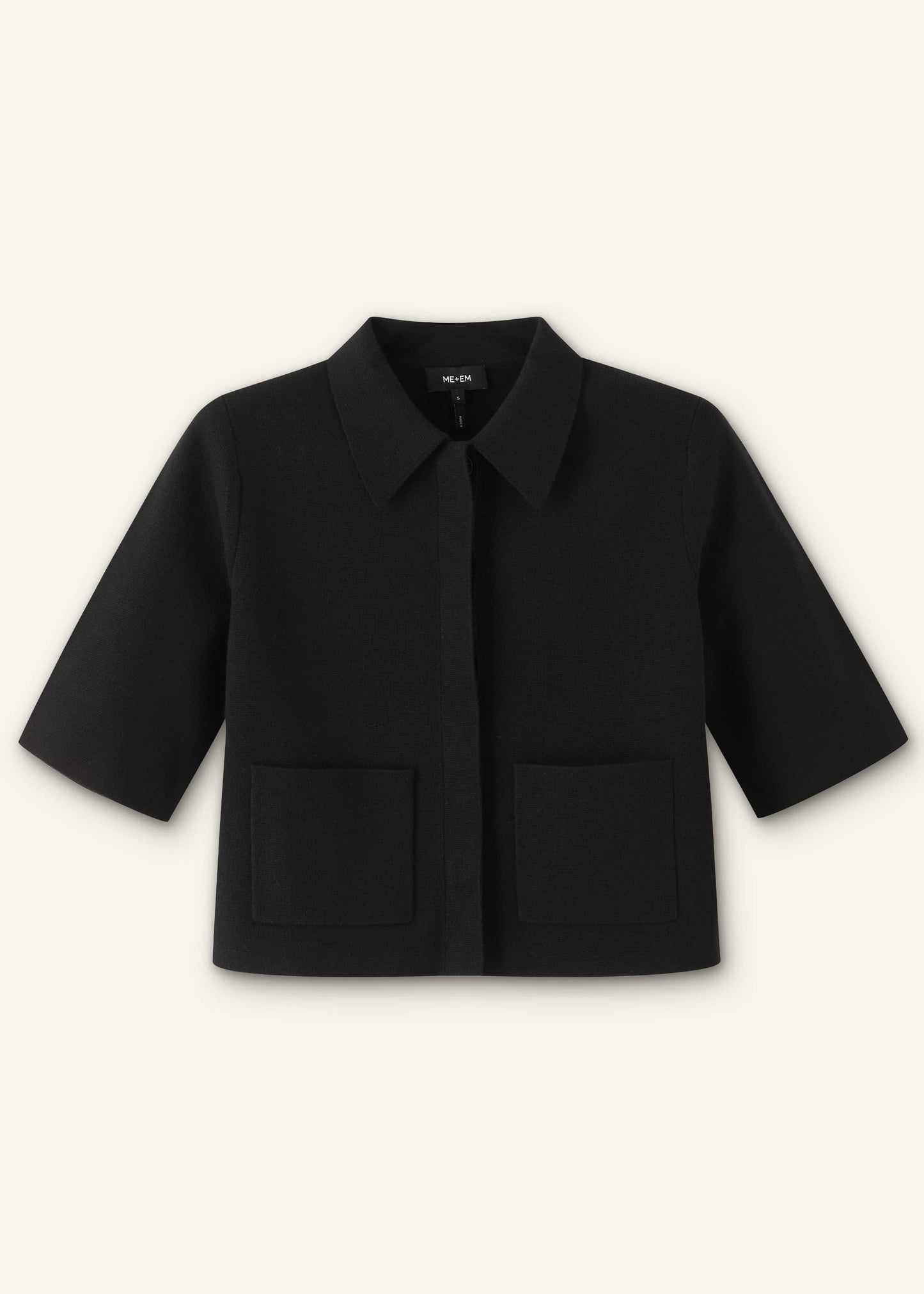 Black Milano Knit Short Sleeve Jacket