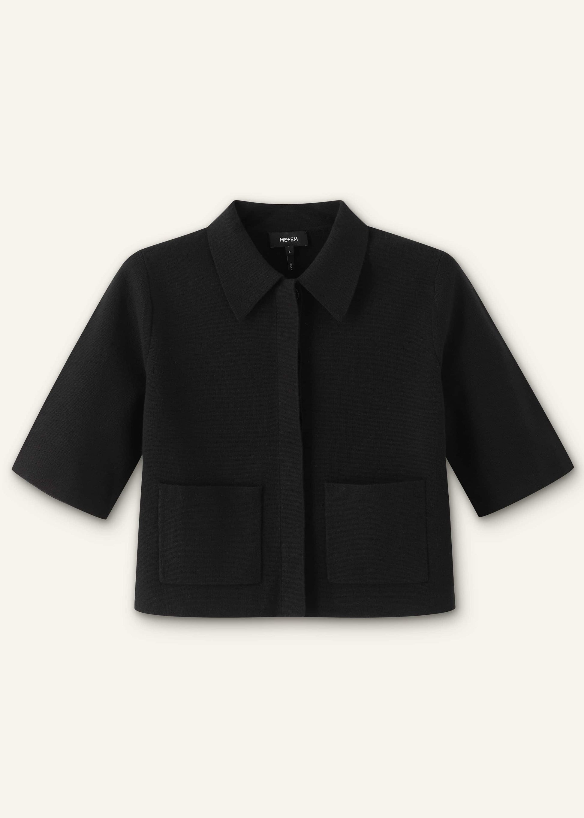 Black Milano Knit Short Sleeve Jacket