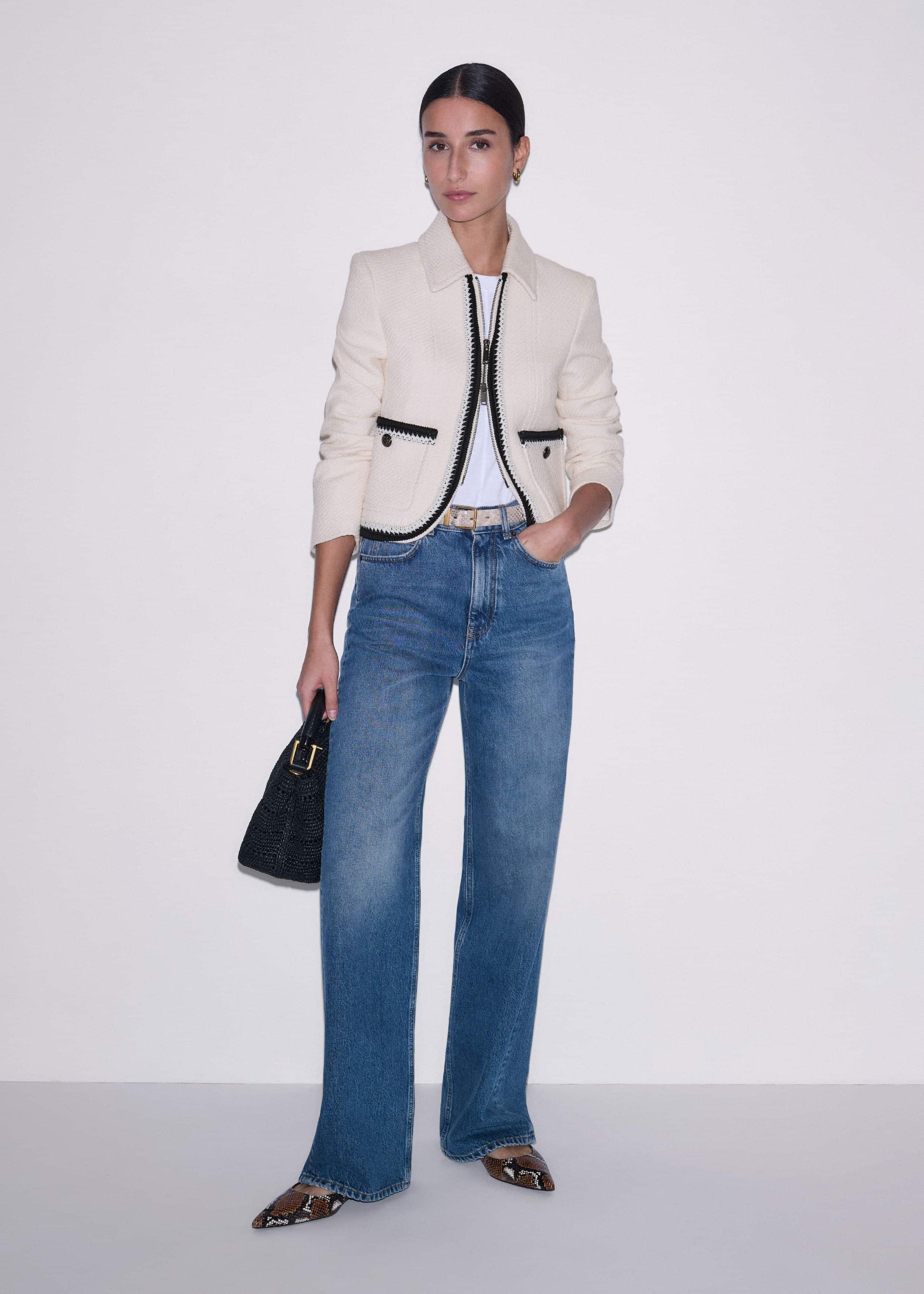 Cream Straight Crop Jacket