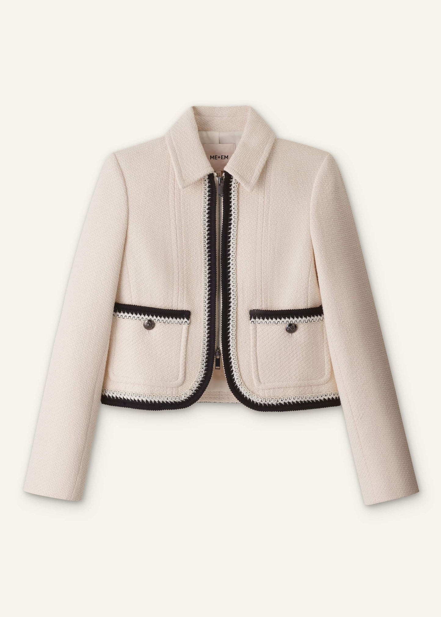 Cream Straight Crop Jacket