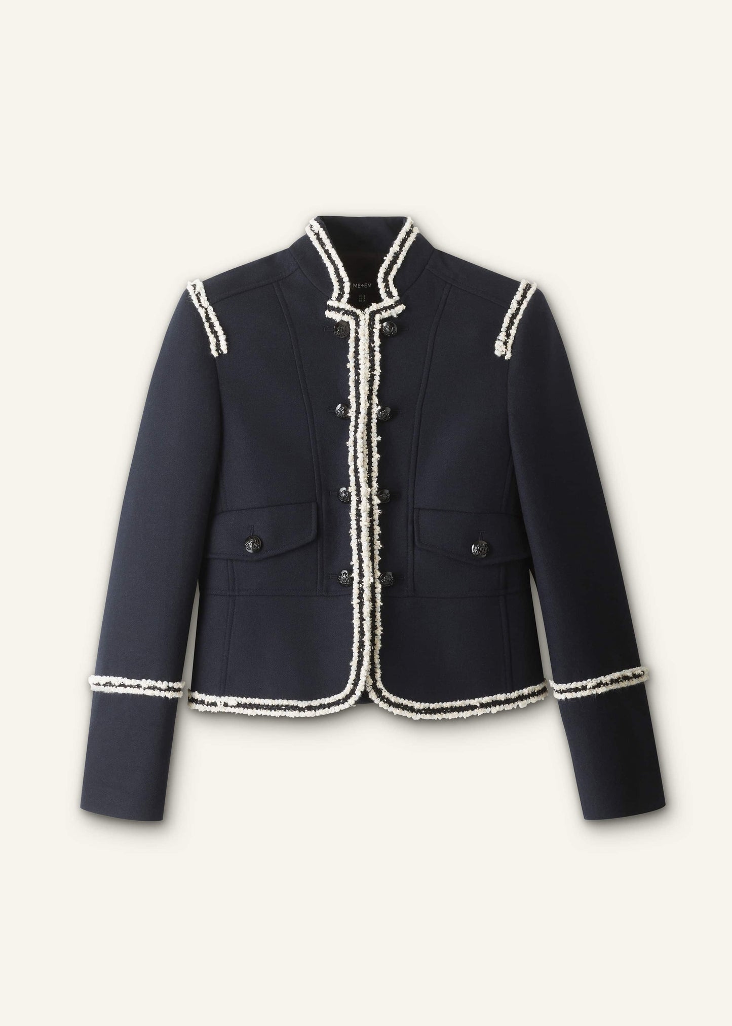 Navy Bold Braid Short Fitted Jacket
