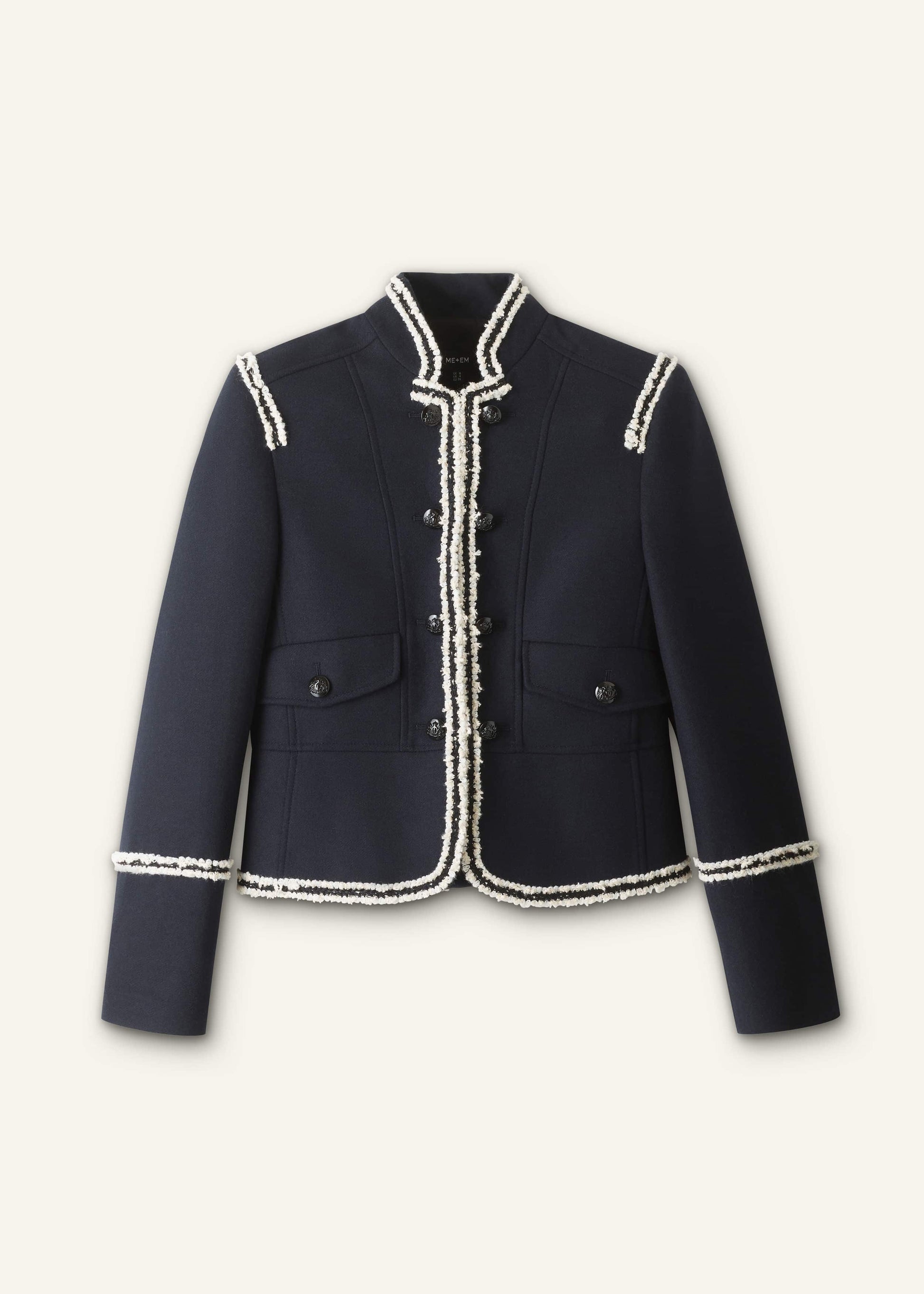 Navy Bold Braid Short Fitted Jacket