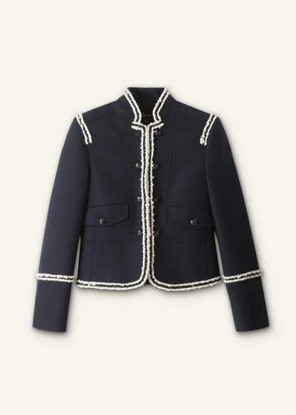 Navy Bold Braid Short Fitted Jacket