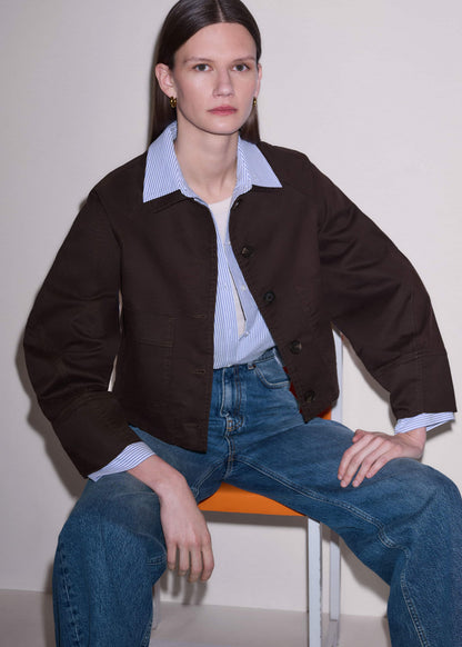 Brown Cocoon Sleeve Jacket