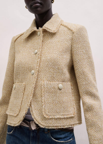 Cream Fringed Short Jacket
