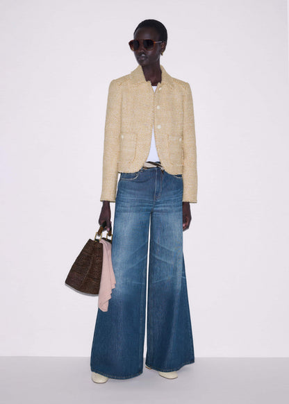 Cream Fringed Short Jacket