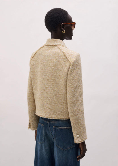 Cream Fringed Short Jacket