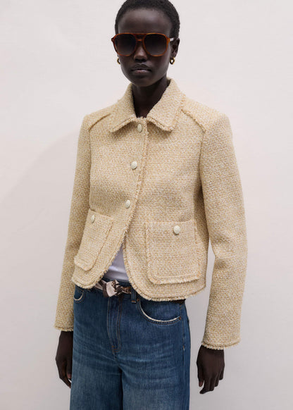 Cream Fringed Short Jacket