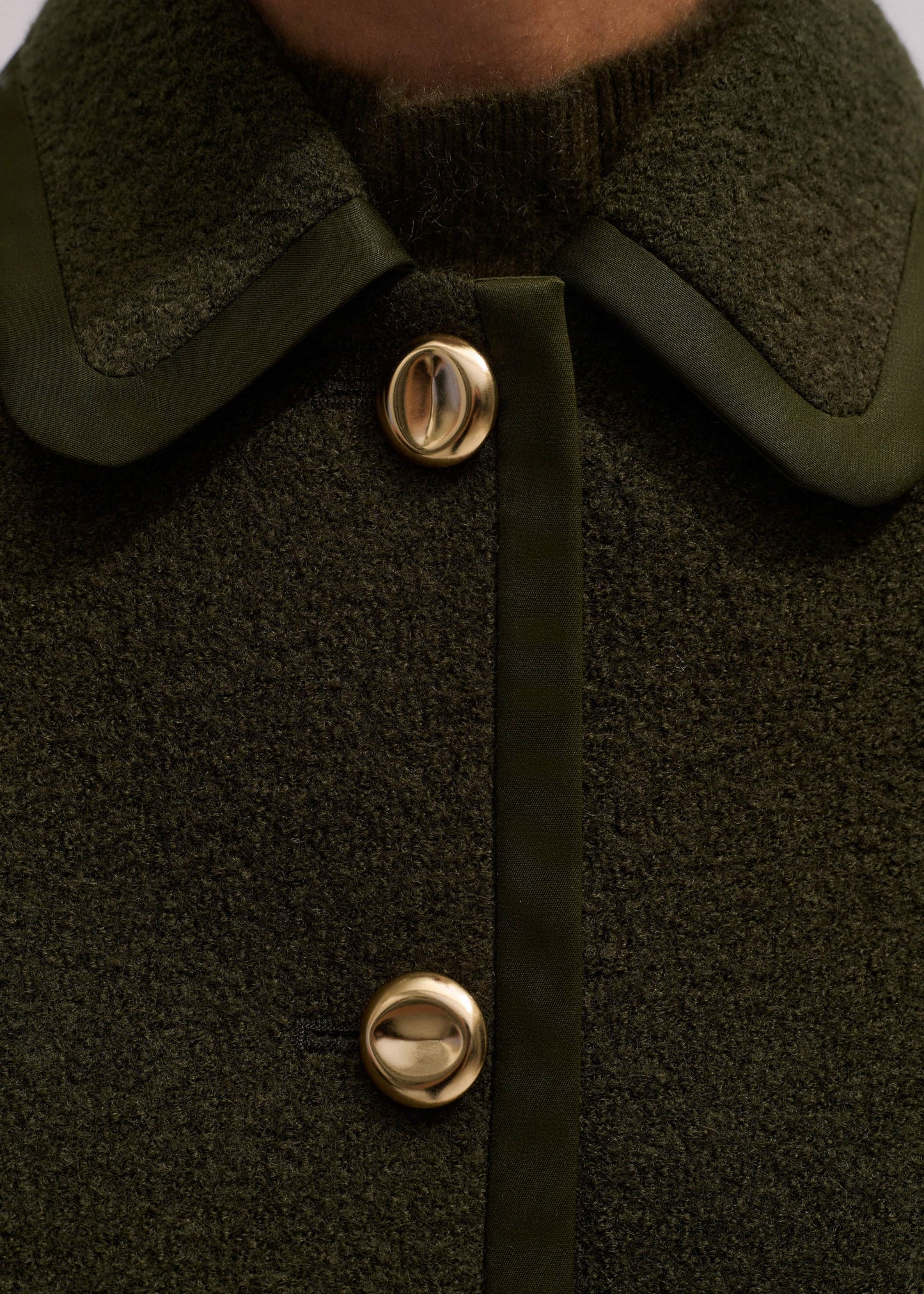 Olive Green Straight Crop Jacket