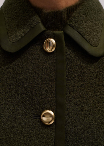 Olive Green Straight Crop Jacket