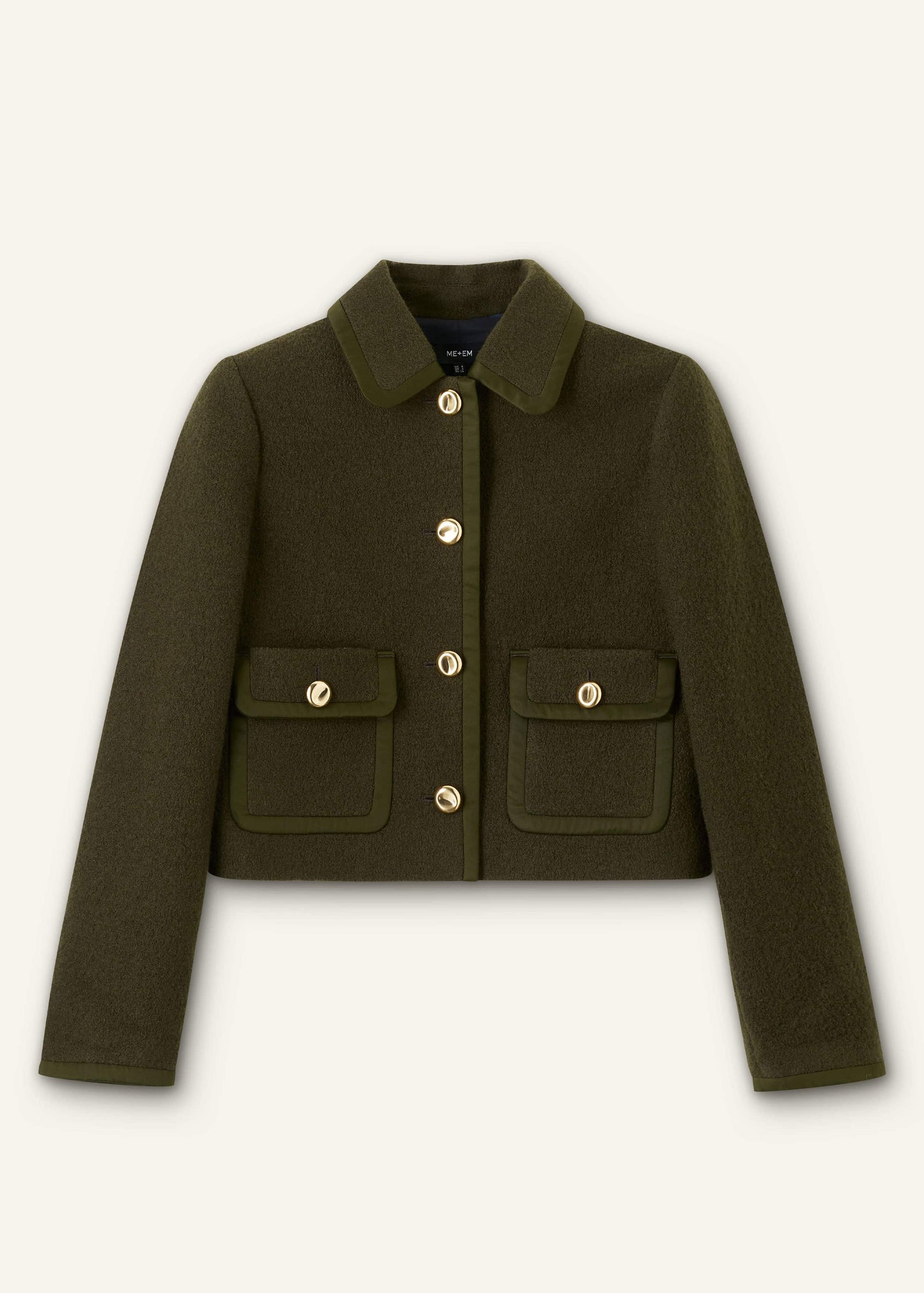 Olive Green Straight Crop Jacket