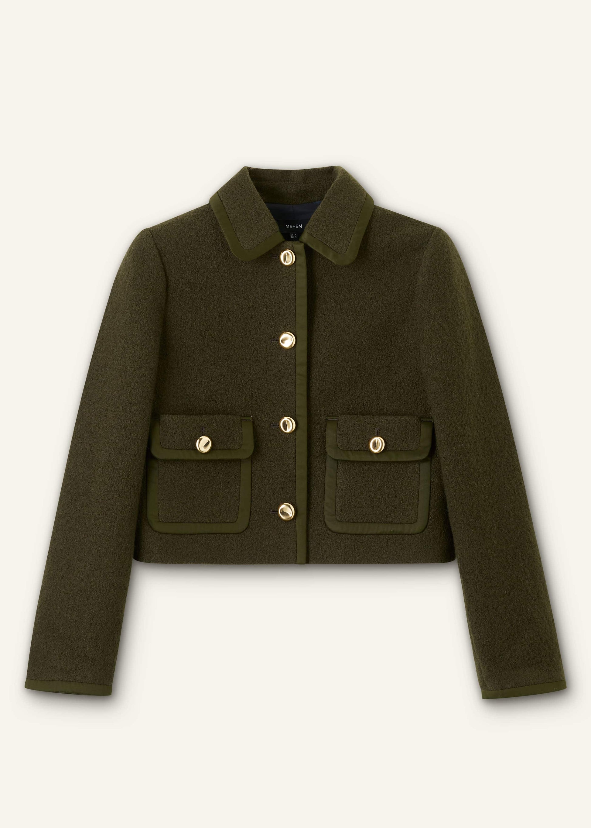 Olive Green Straight Crop Jacket