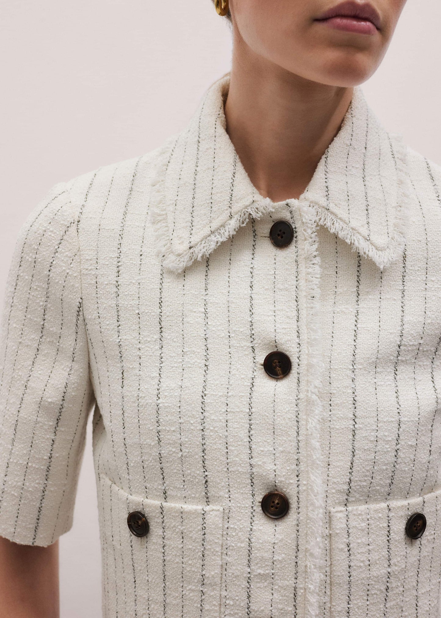 Ivory Stripe Crop Jacket