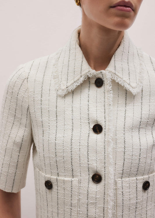 Ivory Stripe Crop Jacket