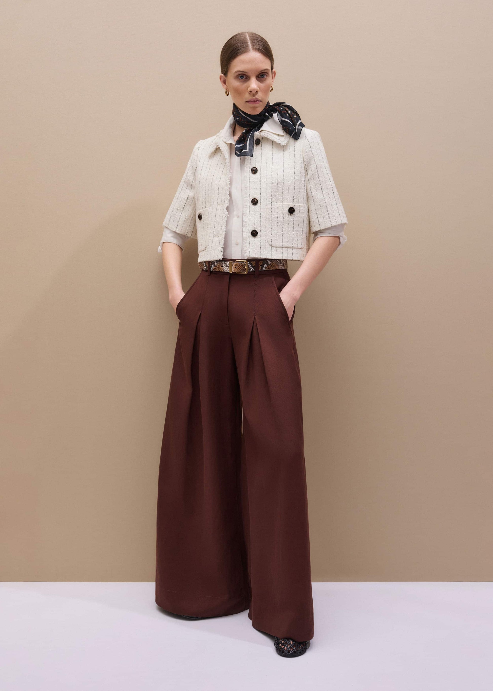 Ivory Stripe Crop Jacket