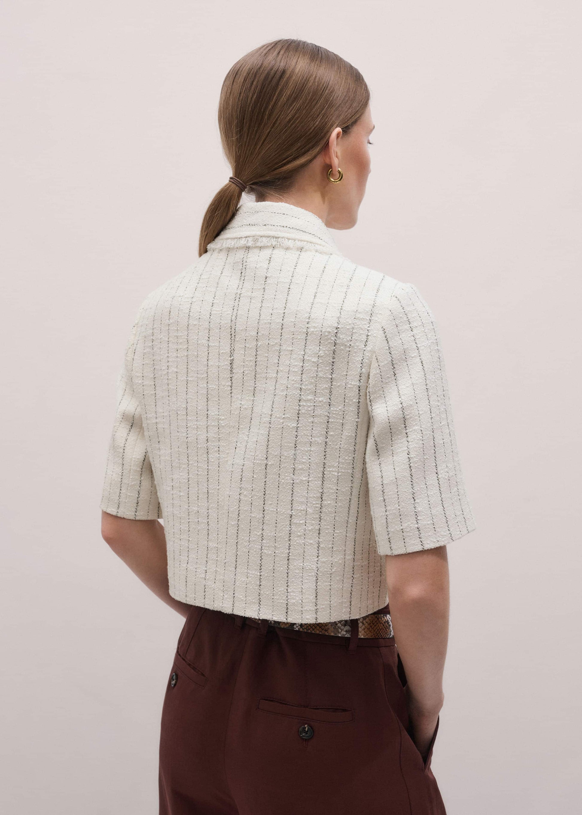 Ivory Stripe Crop Jacket