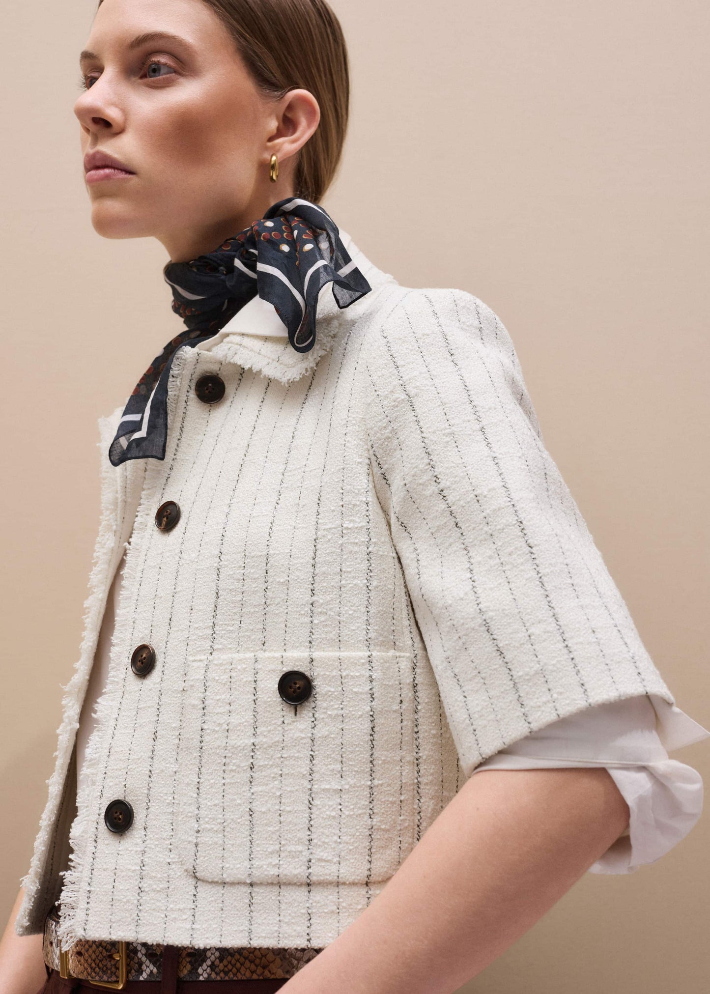 Ivory Stripe Crop Jacket