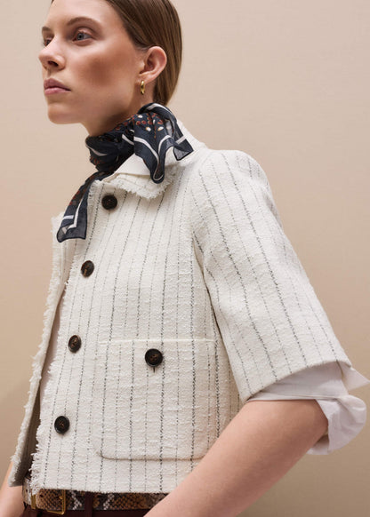 Ivory Stripe Crop Jacket