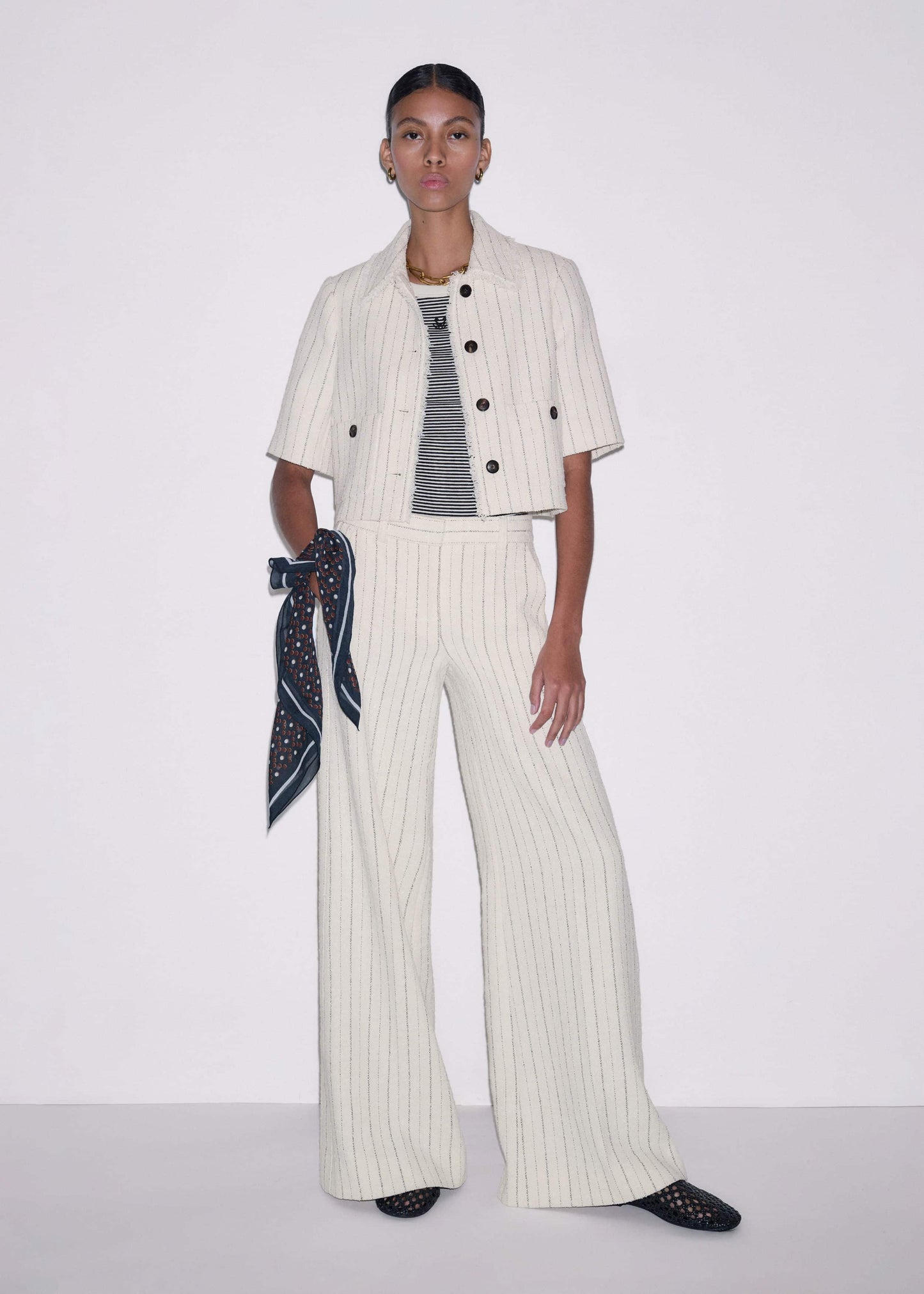 Ivory Stripe Crop Jacket