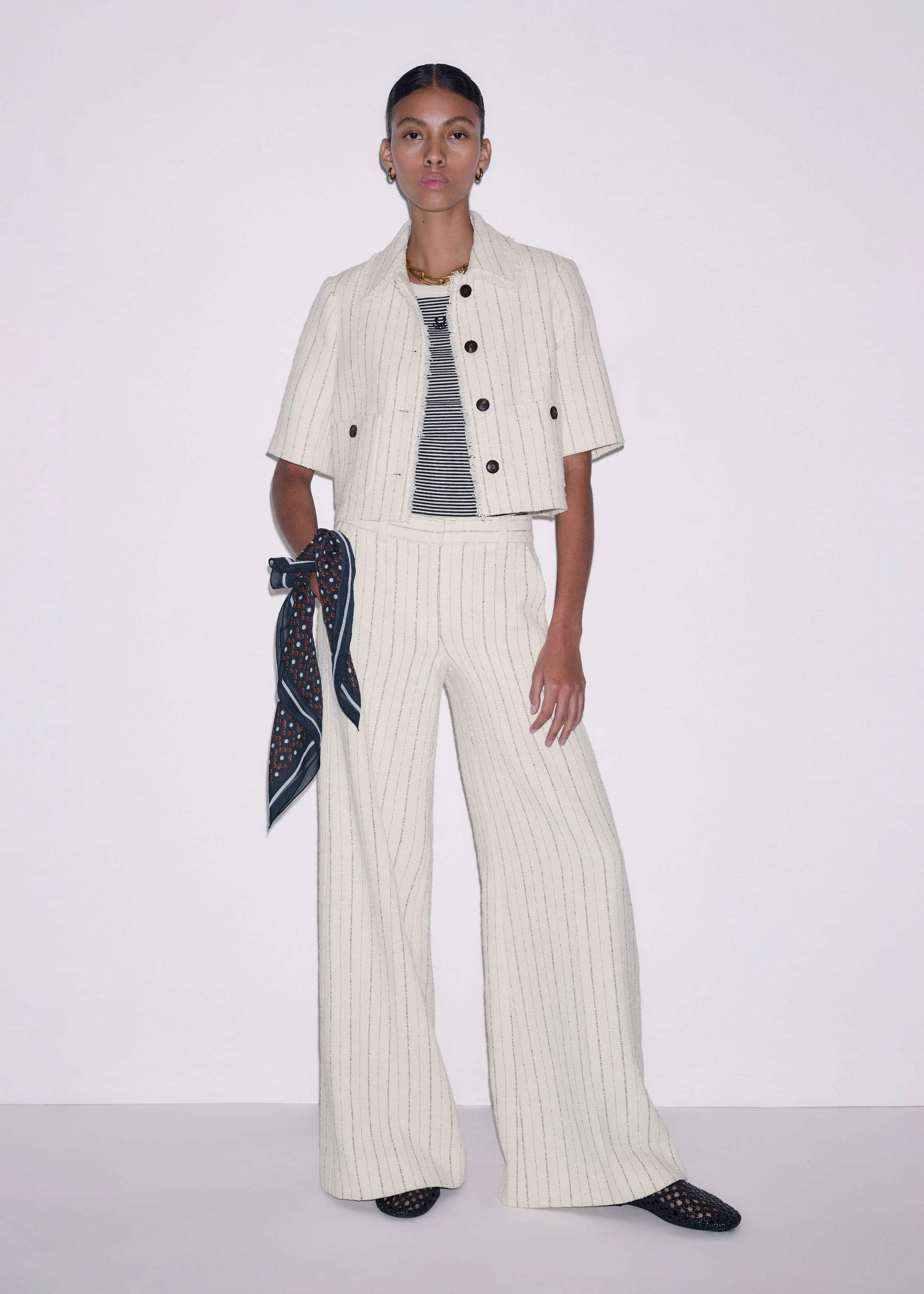 Ivory Stripe Crop Jacket