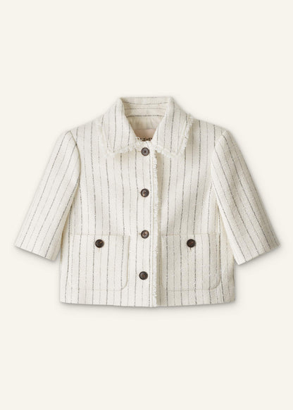 Ivory Stripe Crop Jacket