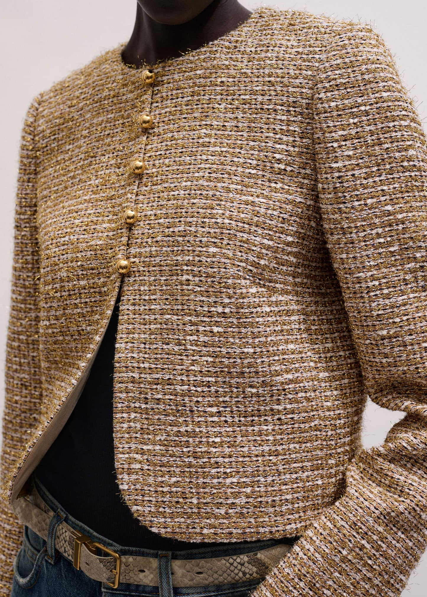 Gold Metallic Crop Evening Jacket