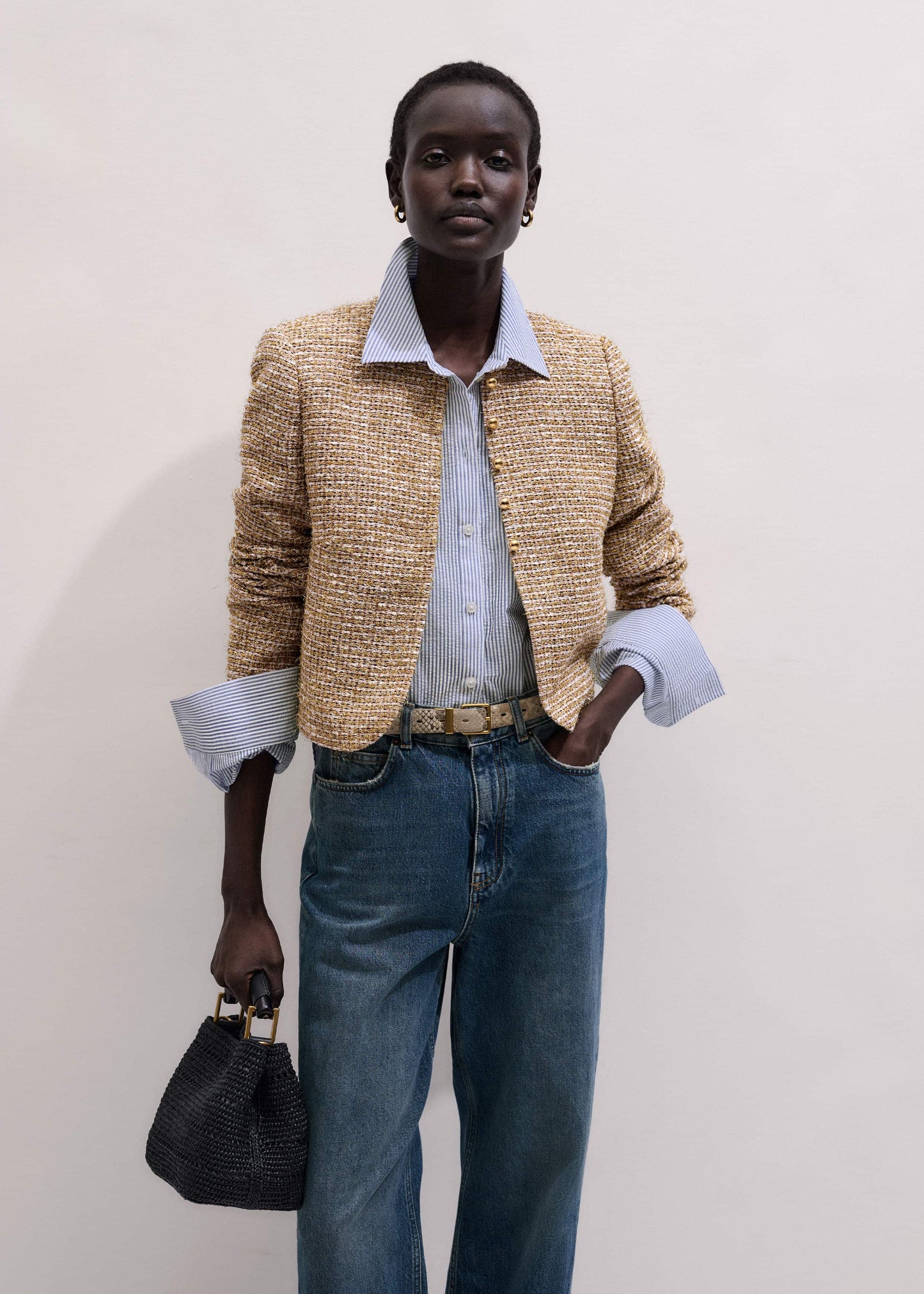 Gold Metallic Crop Evening Jacket