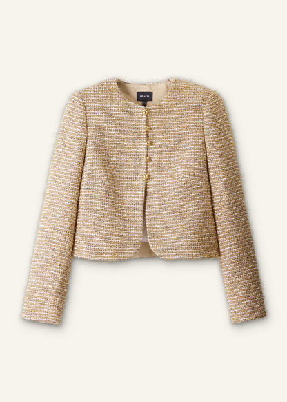 Gold Metallic Crop Evening Jacket