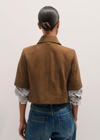 Brown Everyday Short Sleeve Jacket