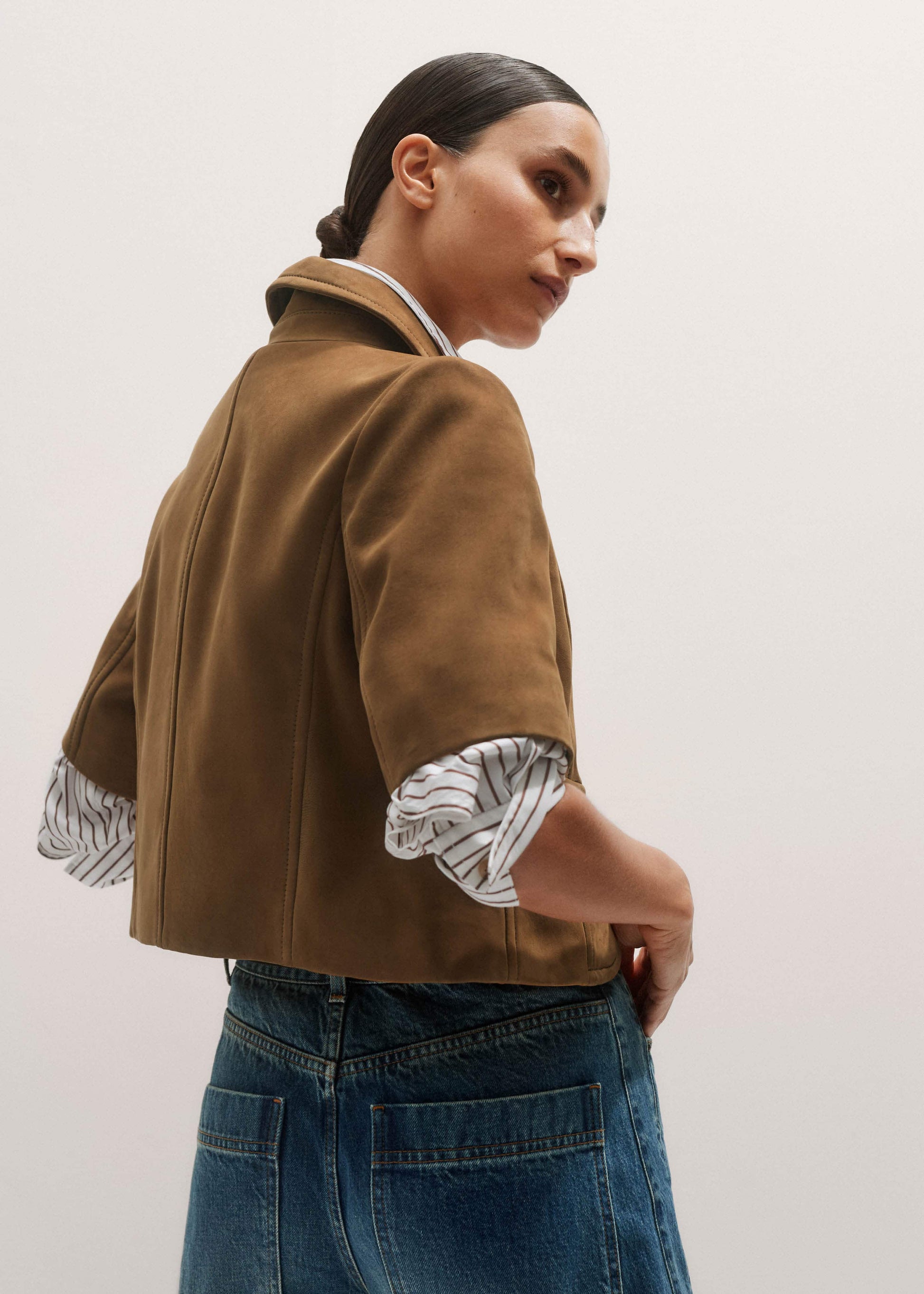 Brown Everyday Short Sleeve Jacket