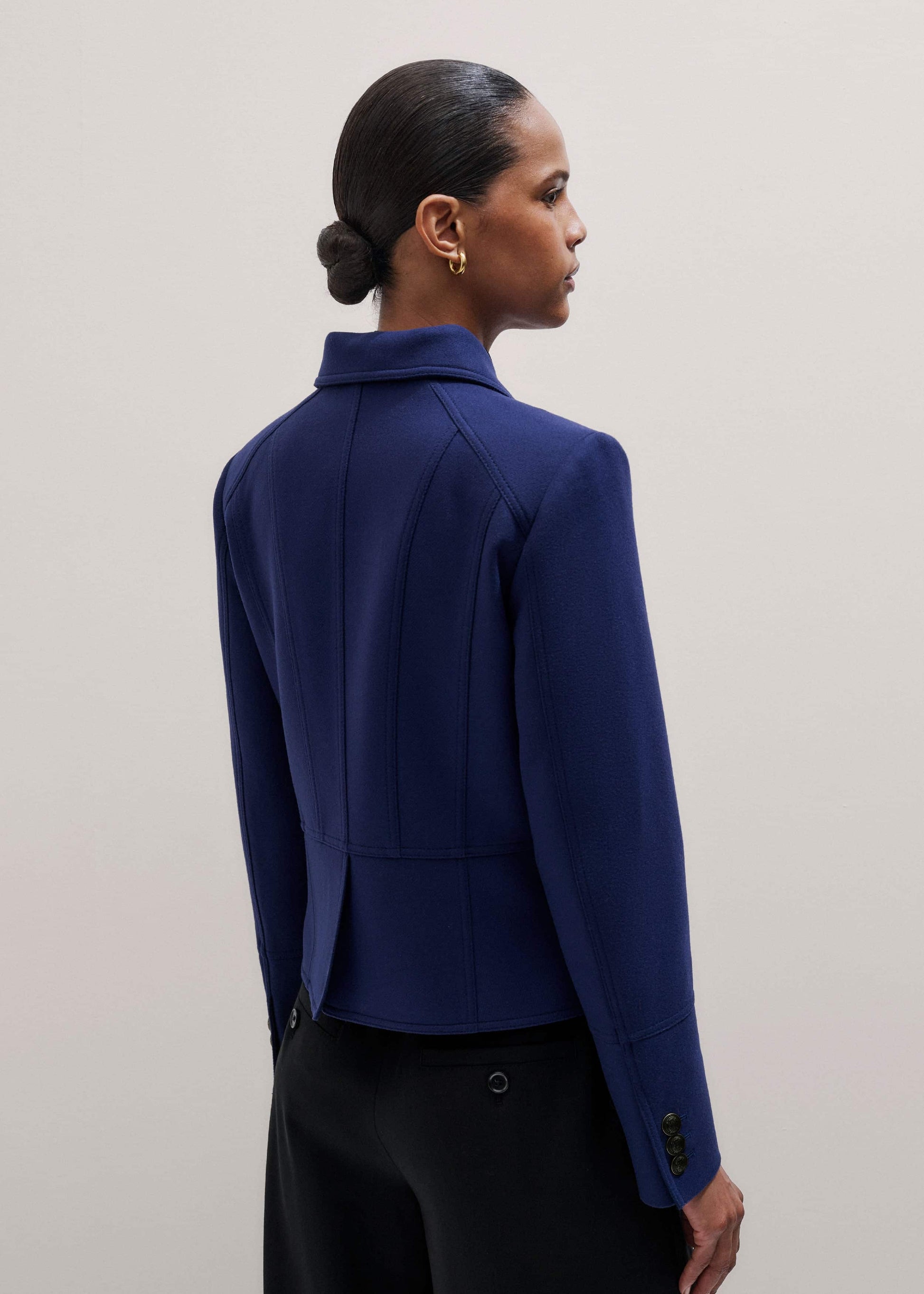 Blue Fitted Military Jacket