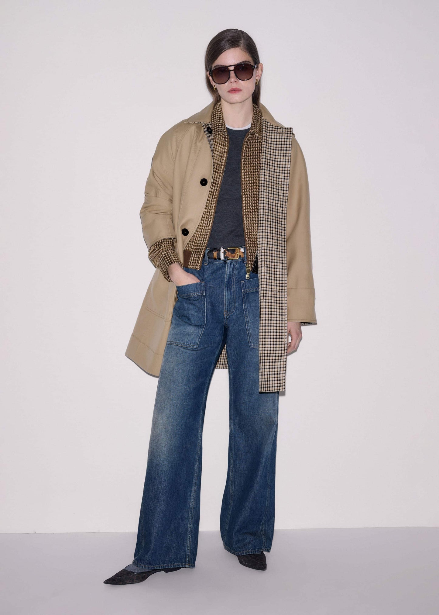 Brown Super Soft Houndstooth Bomber Jacket