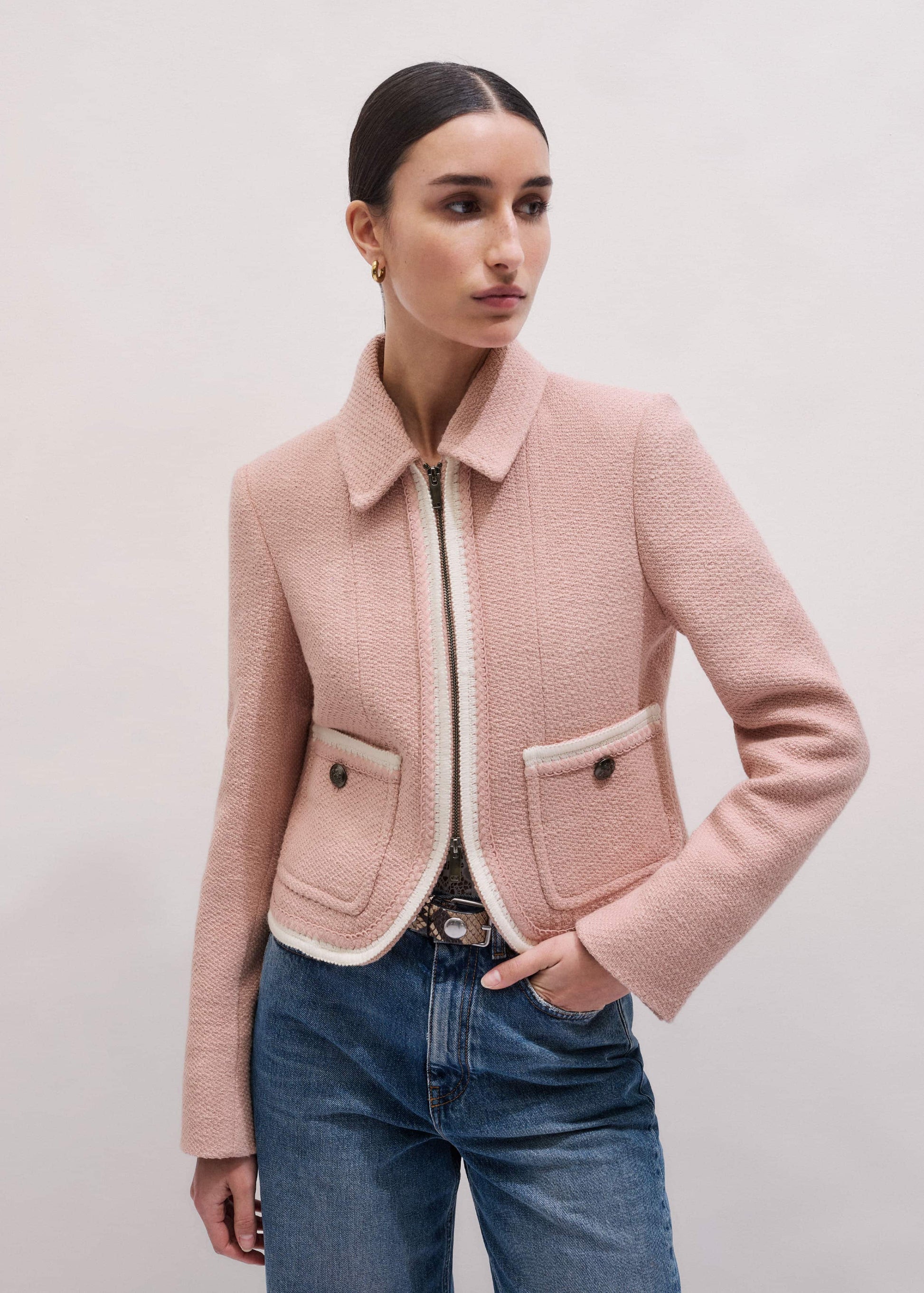 Pink Straight Crop Jacket