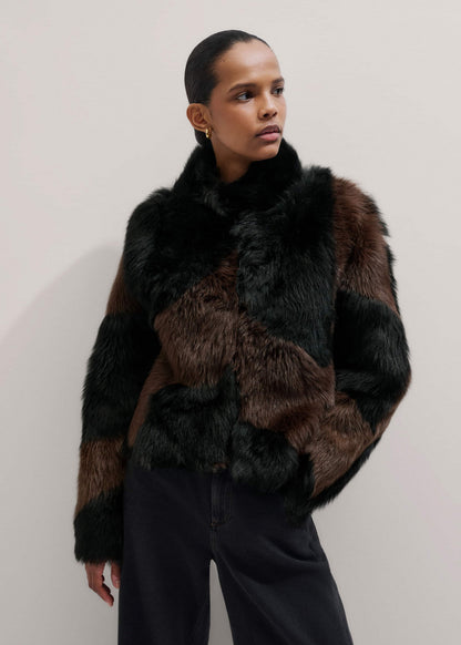 Brown Luxe Patchwork Coat