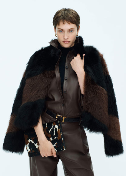 Brown Luxe Patchwork Coat