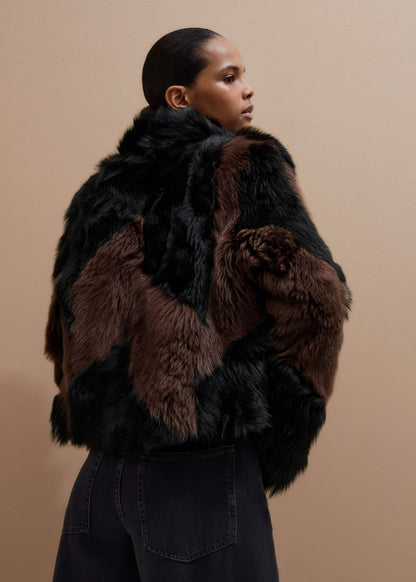 Brown Luxe Patchwork Coat