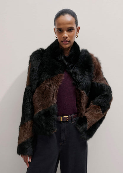 Brown Luxe Patchwork Coat