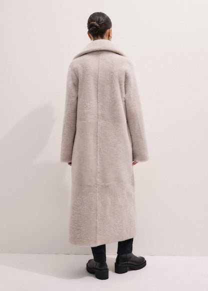 Cream Reversible Shearling Coat + Belt