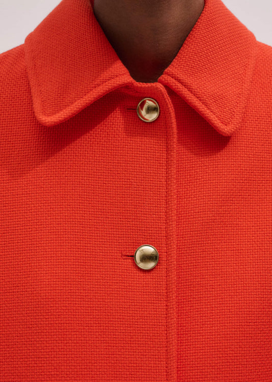 Orange Sculptural Sleeve Swing Coat