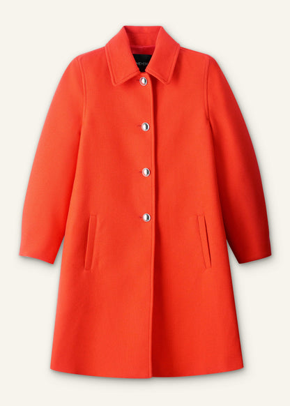 Orange Sculptural Sleeve Swing Coat