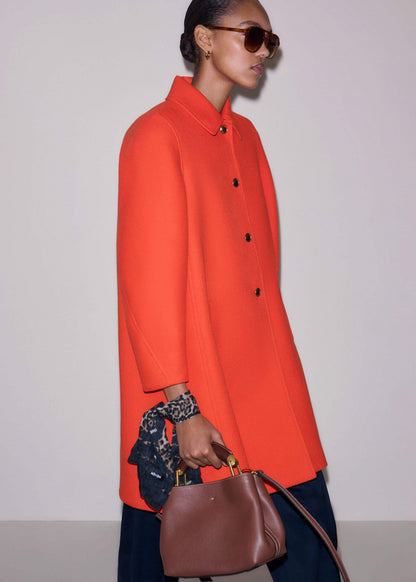 Orange Sculptural Sleeve Swing Coat