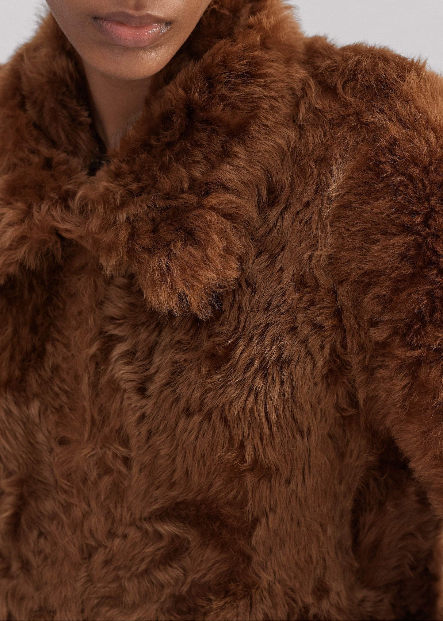 Brown Luxe Shearling Swing Coat