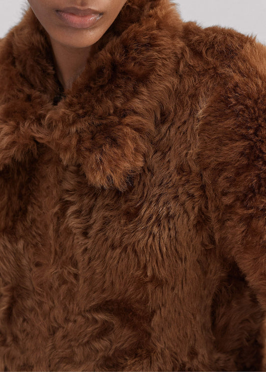 Brown Luxe Shearling Swing Coat