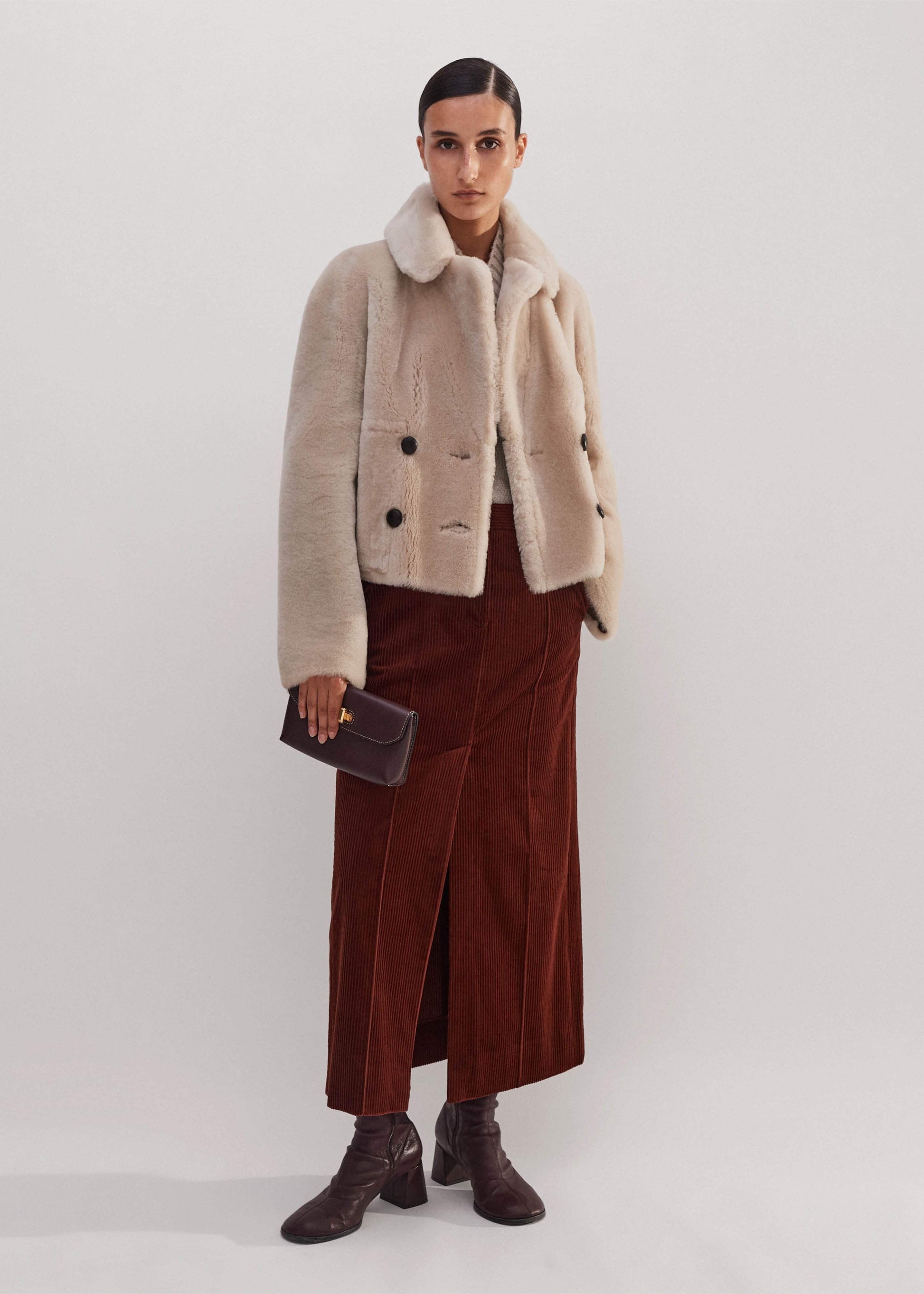 Cream Luxe Short Shearling Coat | Shearling Coats