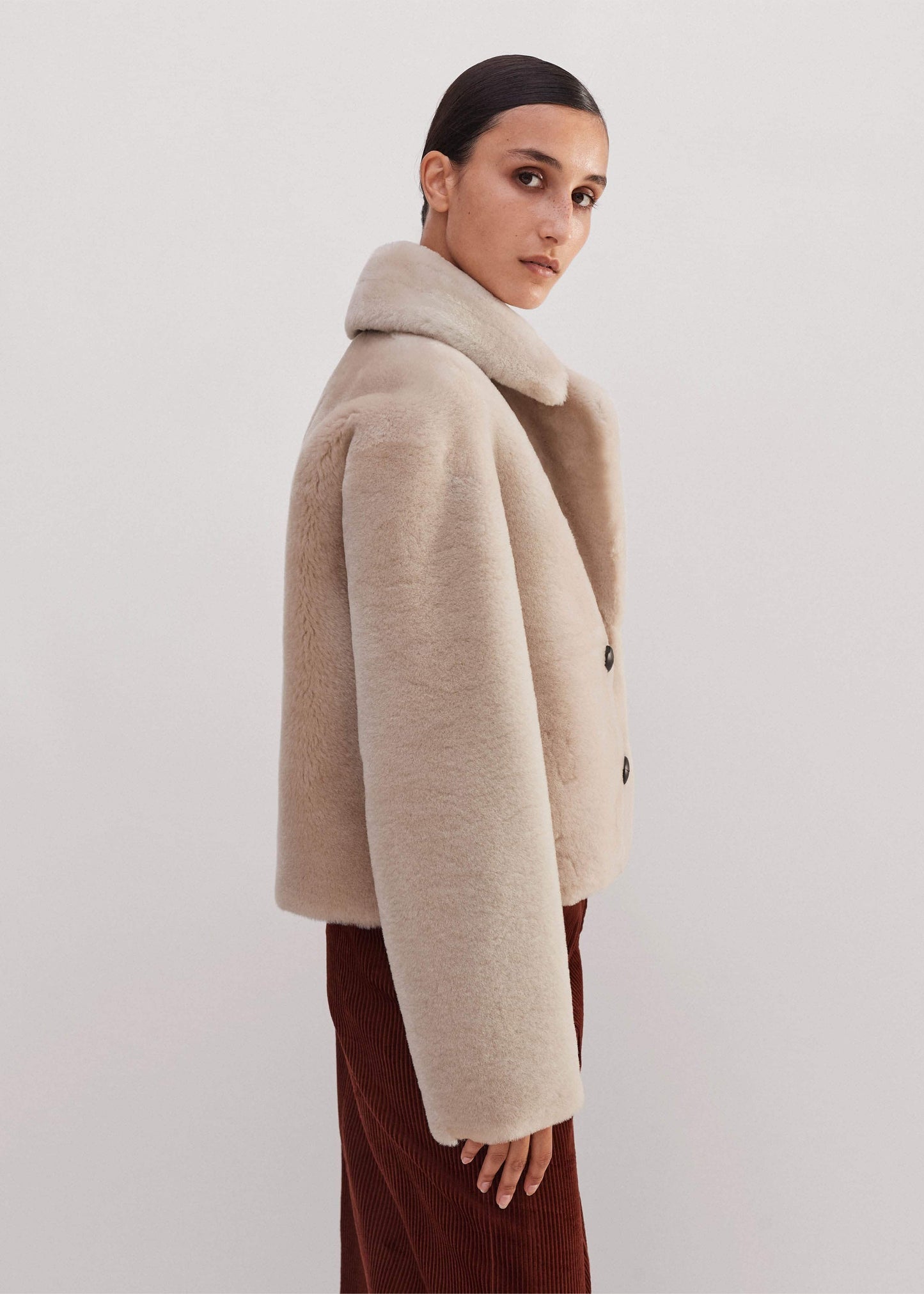 Cream Luxe Short Shearling Coat | Shearling Coats
