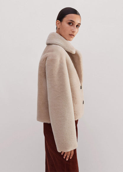 Cream Luxe Short Shearling Coat | Shearling Coats