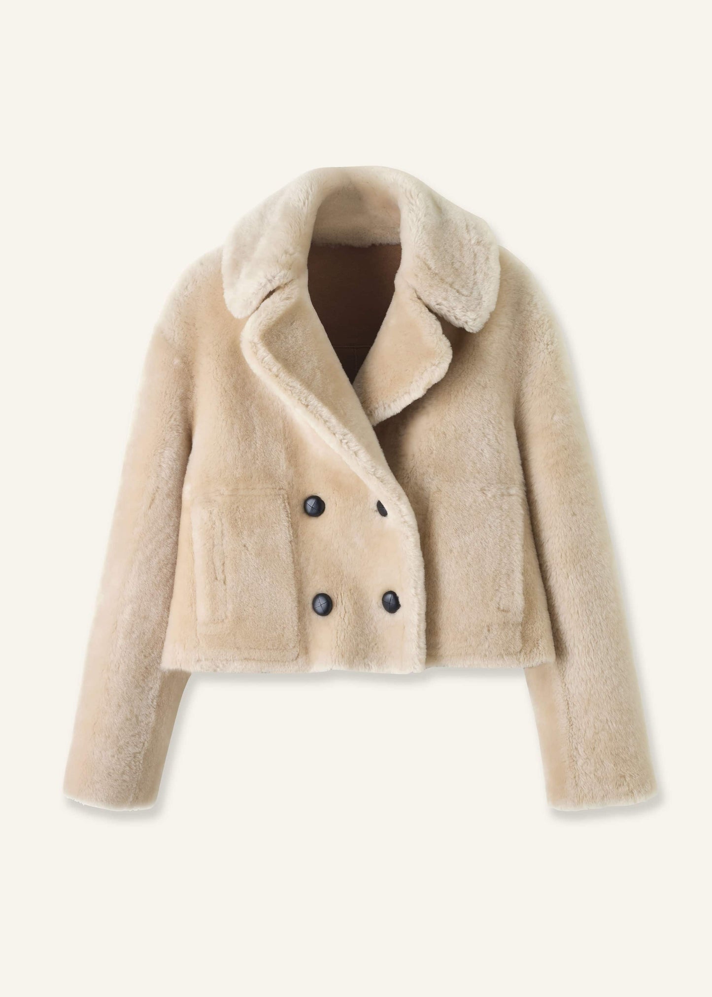 Cream Luxe Short Shearling Coat | Shearling Coats