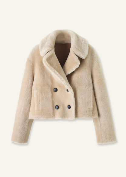 Cream Luxe Short Shearling Coat | Shearling Coats