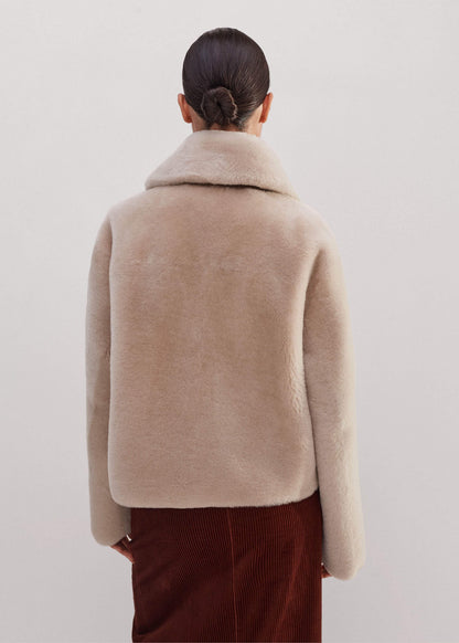Cream Luxe Short Shearling Coat | Shearling Coats